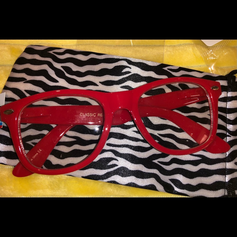 Red clear eyeglasses